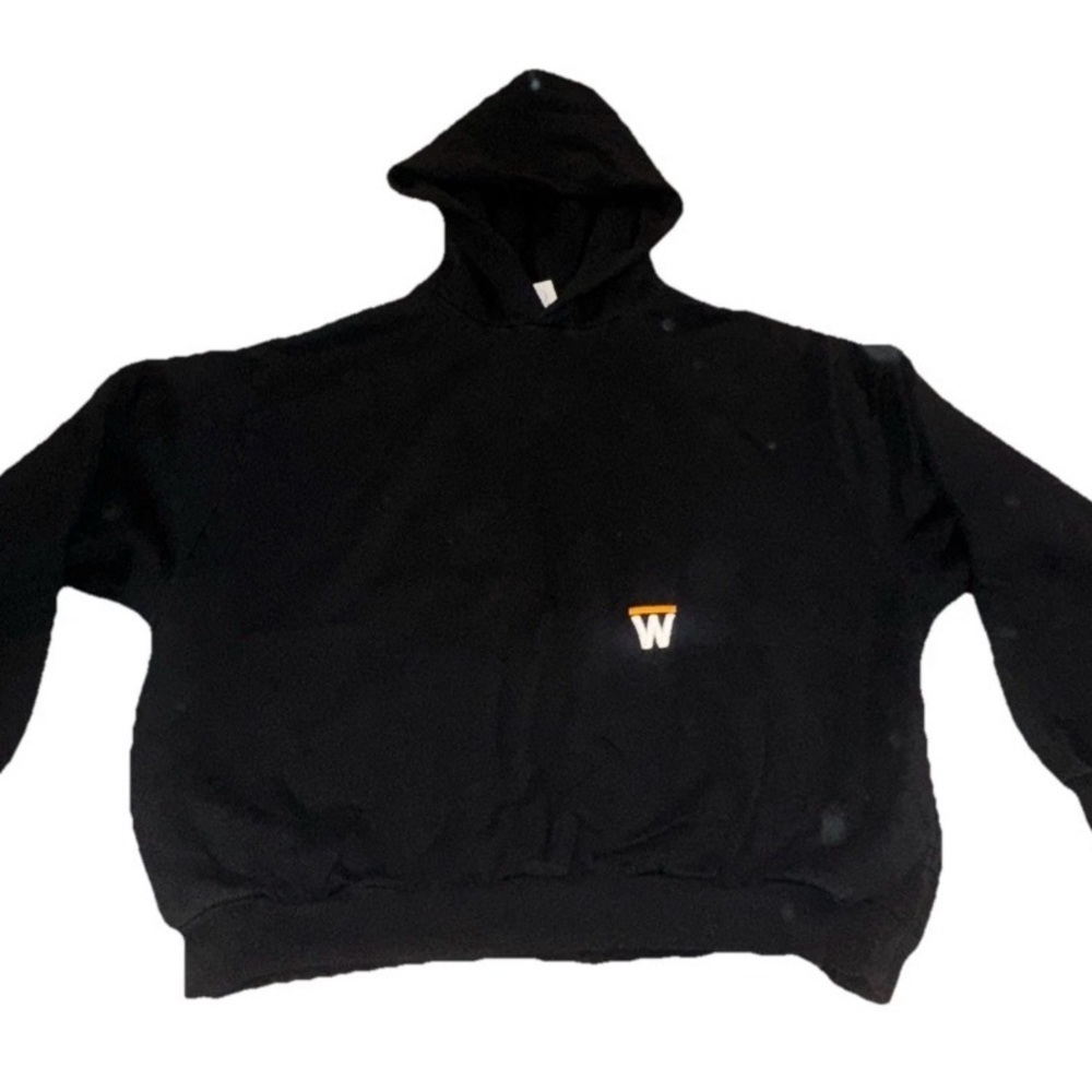 Who Jung Woo Hoodie Sweatshirt Mens Black Large Embroidered Streetwear WJW